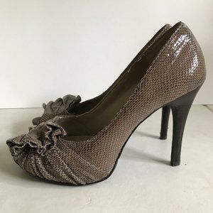 Brown dress heels with a flair
